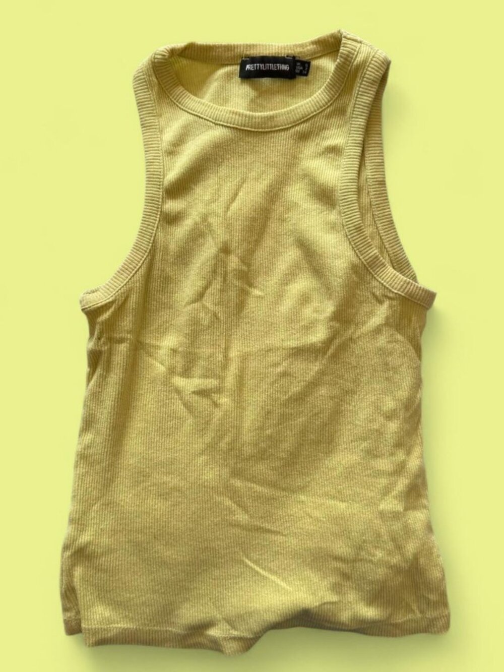 PrettyLittleThing neon lime green ribbed tank top